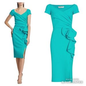 Chiara Boni La Petite Robe Youwen Ruffled Turchese Cocktail Dress